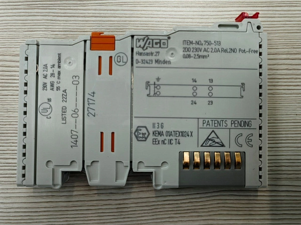 2-х канальный модуль релейного вывода Wago 750-513, s.n 27174, б.у, на проверку