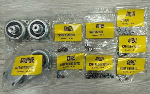 Крепления и амортизаторы для Vision Master Hutchinson в составе: MA00018036, 4410149, 4012542, 4709187, 4013026, 4707699,4709209, 4009053 можно использовать и на других блоках(как новые)