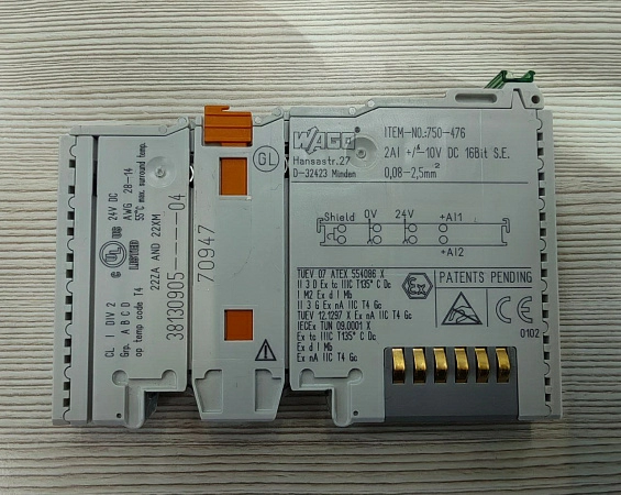 2-кан. модуль аналогового ввода, с общим проводом Wago 750-476, s.n 70947, б.у, на проверку