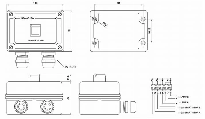 Кнопка подачи сигнала тревоги SPA-AC1PW