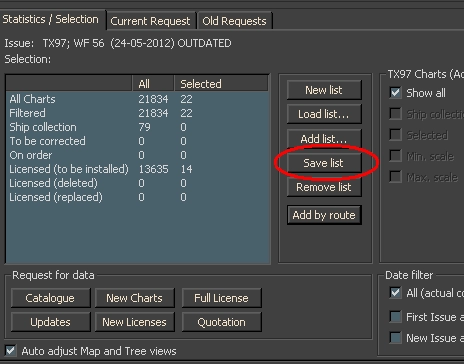 Корректура коллекции электронных карт формата TX-97 по маршруту. С настройками Chart Assistant.