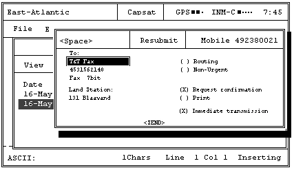 Передача и прием сообщений в программе Capsat