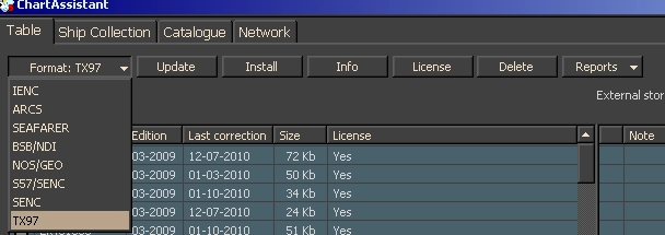 Корректура коллекции электронных карт формата TX-97 по маршруту. С настройками Chart Assistant.