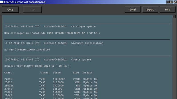 Корректура коллекции электронных карт формата TX-97 по маршруту. С настройками Chart Assistant.