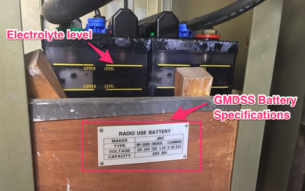 GMDSS batteries: tests and checks