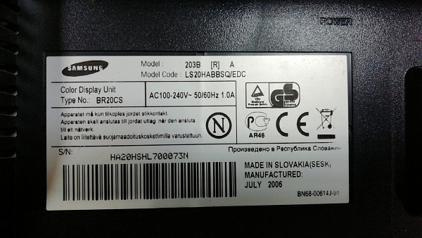 Монитор Samsung Syncmaster 203B, 20"
